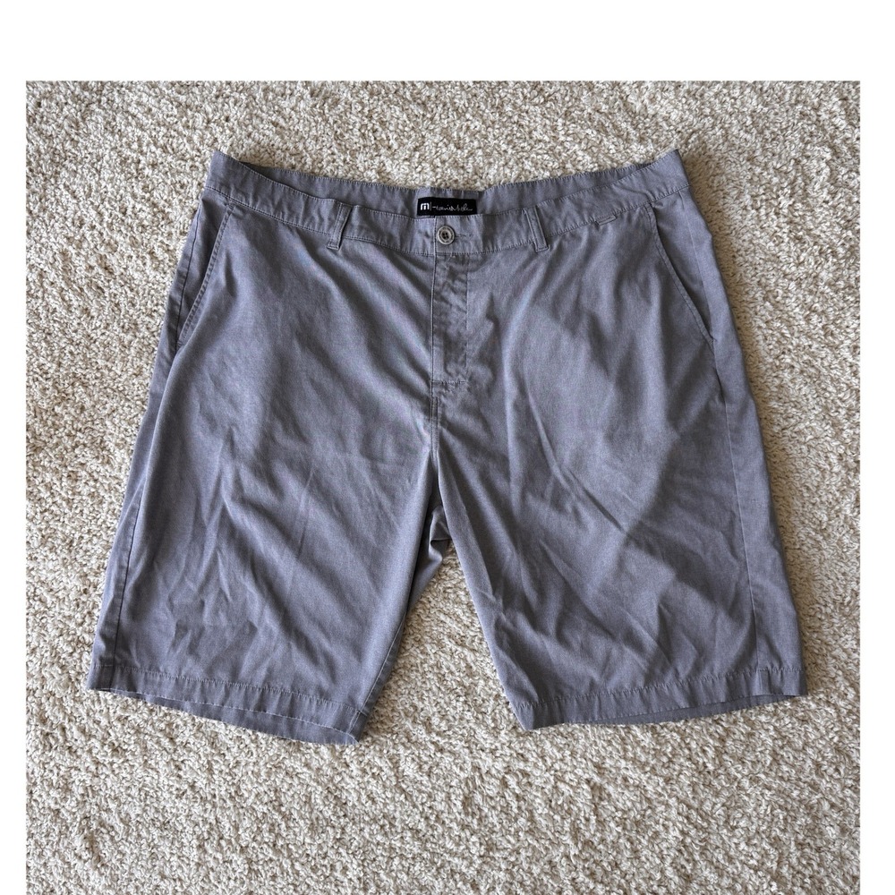 TravisMathew Golf Shorts Mens 42 Grey Excellent Stretch Performance Pattern